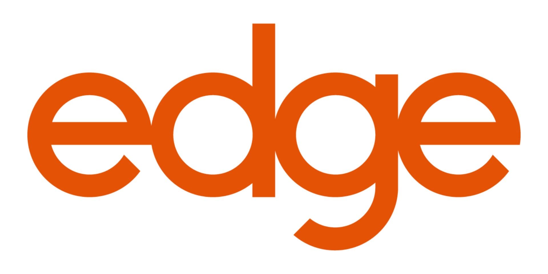 Orange stylized text logo on white background