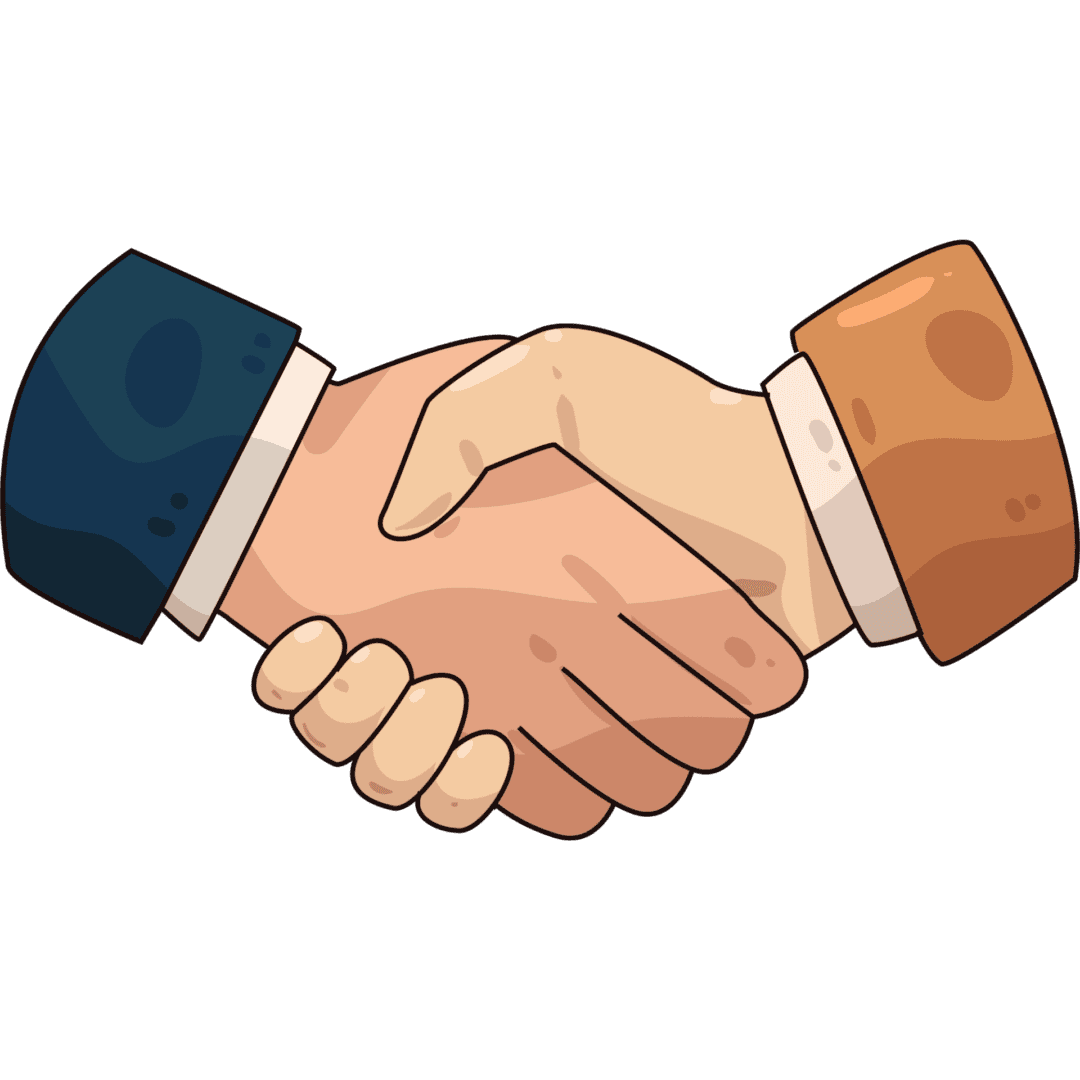 Cartoon handshake between two people